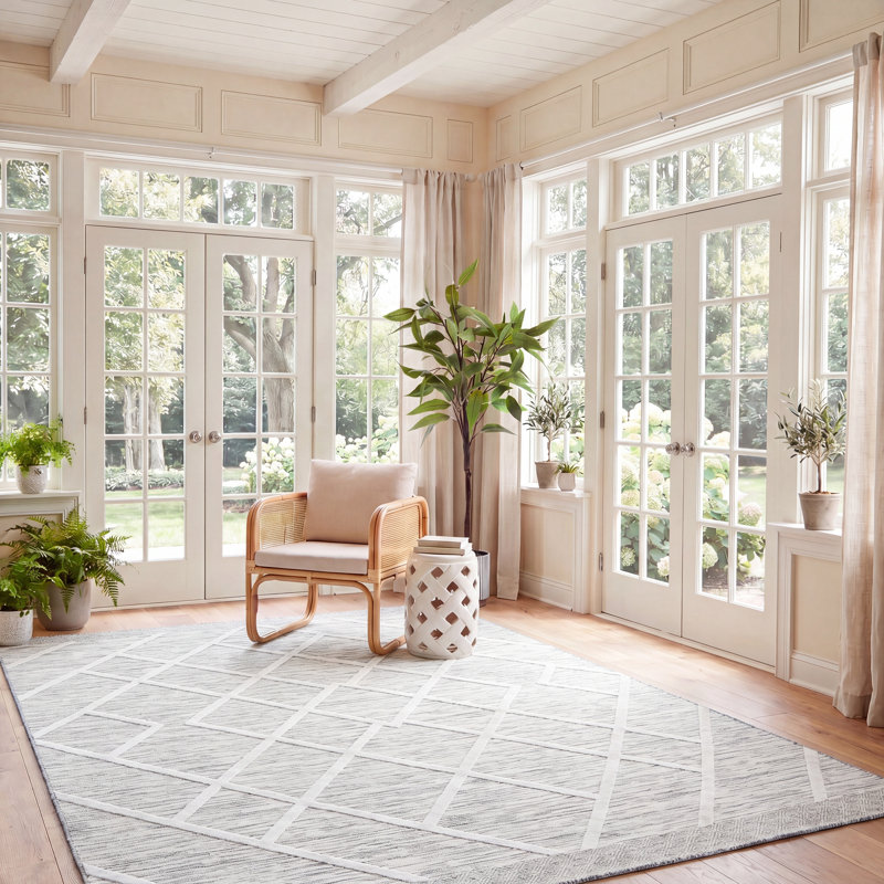 Tapis d'intérieur / extérieur à motif géométrique Kenenth Cabana, Rectangle 8 pi x 10 pi
