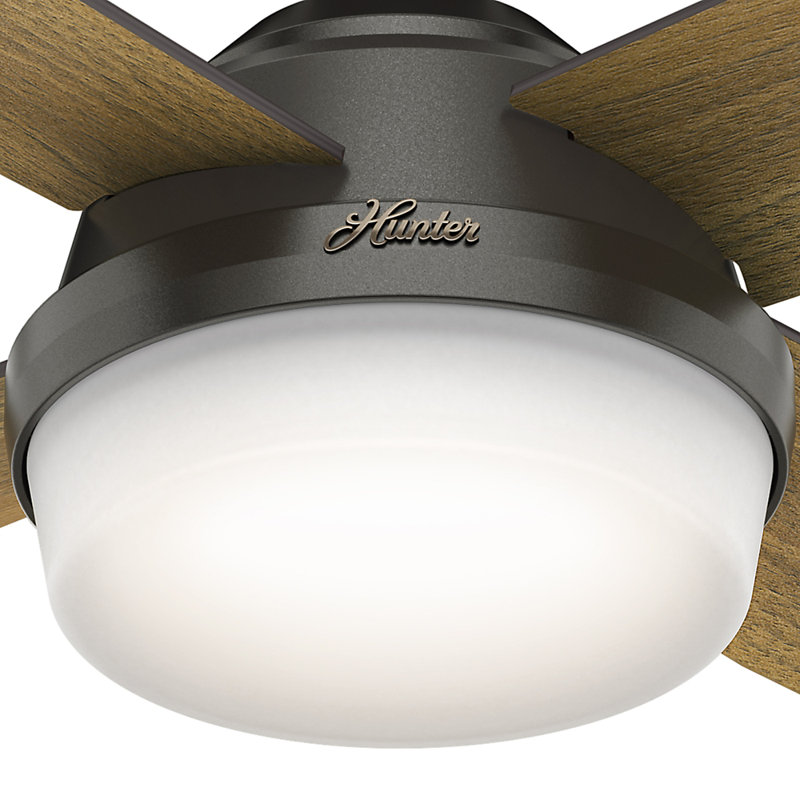 Dempsey 52" 4 - Blade Contemporary Indoor Ceiling Fan with Lights and Remote, Noble Bronze