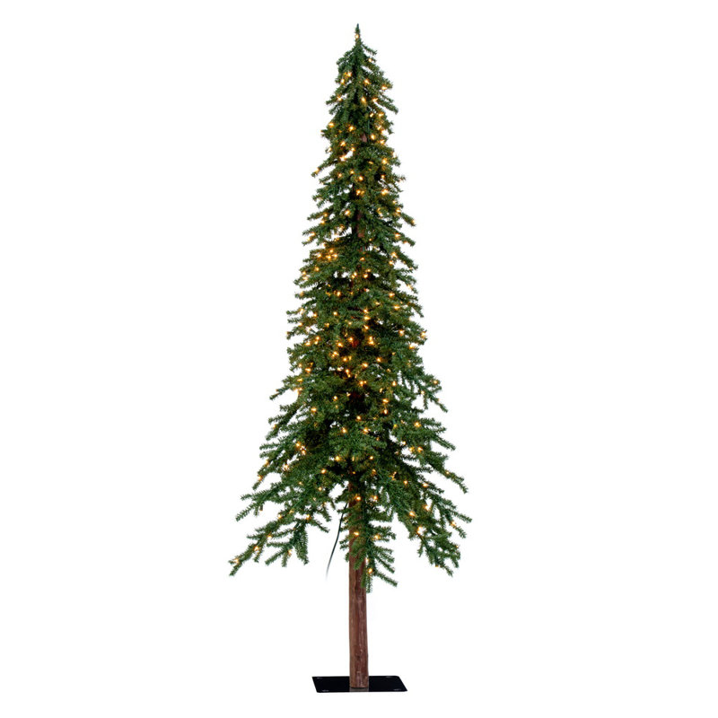 Vickerman Natural Alpine Artificial Christmas Tree Lighted Artificial Pine Christmas Tree, 8' H