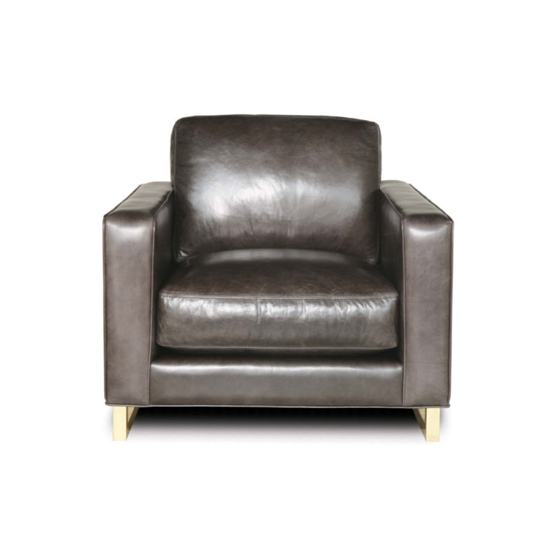 Fauteuil en cuir véritable Penelope, Laiton satiné, Loup (cartier)