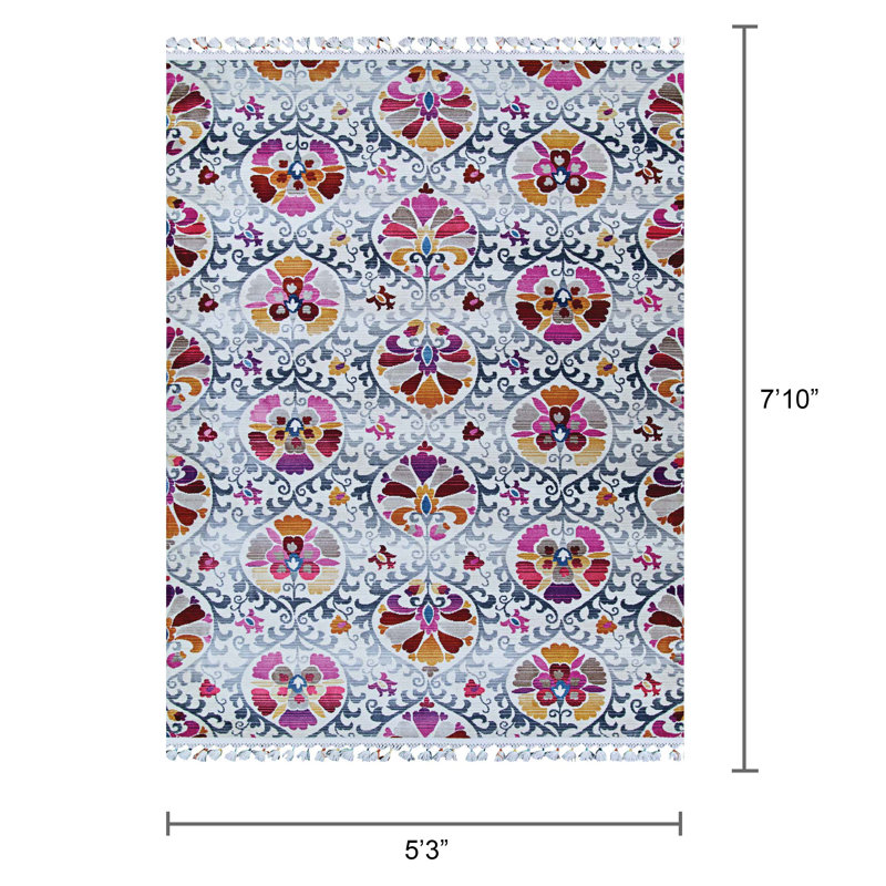 Tapis floral Marlana Marlana, Rectangle 5 pi 3 po x 7 pi 10 po
