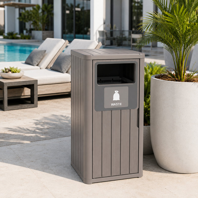 Weatherproof Resin Trash Can with Lid