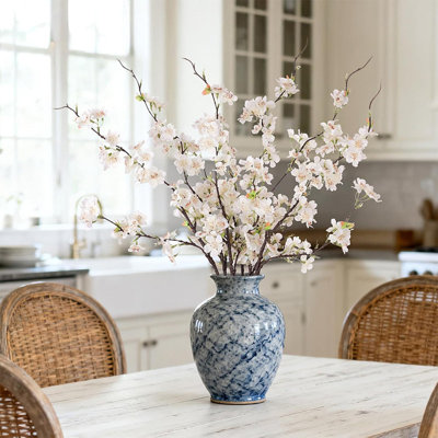 6 tiges de fausses fleurs de cerisier - Fleurs de printemps réalistes en soie 29,92 po pour décoration de mariage en vrac, centres de table de fête et décorations pour la maison (blanc)