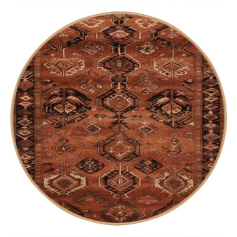 Tapis brun lavable à la machine, Rond 4 pi
