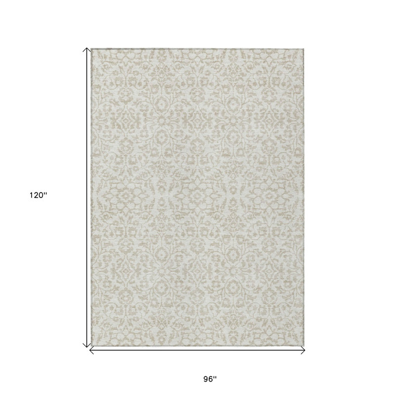 Tapis intérieur lavable ivoire et beige 8 pi x 10 pi