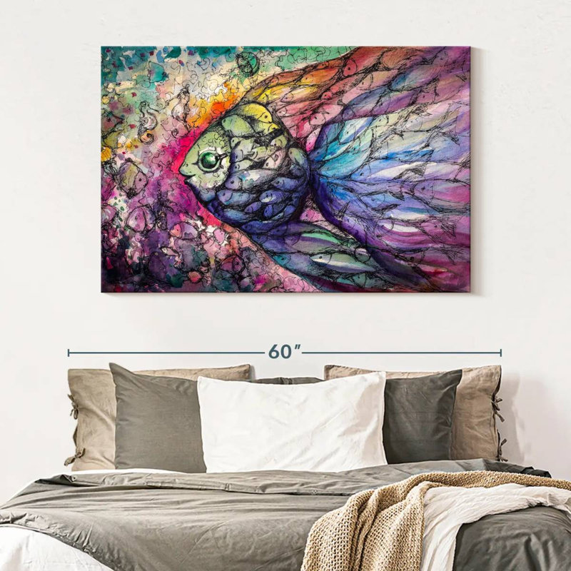 Brampt Abstract Rainbow Fish, 34'' H x 51'' W