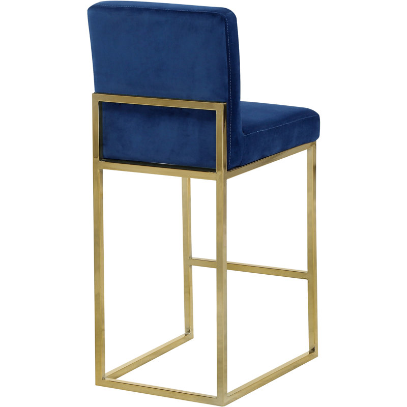 Tabouret de comptoir 26 po Amberdawn, Or poli, Bleu marine