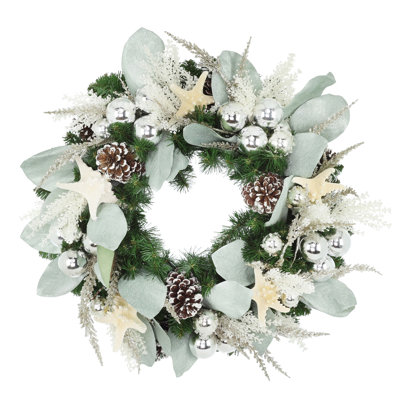 Couronne de Noël 28 po avec ornements et étoile de mer