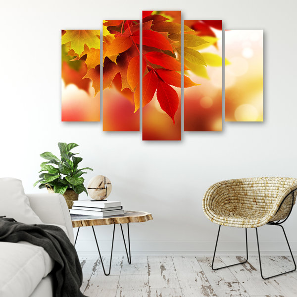 Ebern Designs Autumn Leaves Nature - 5 Piece Wrapped Canvas Art Prints ...