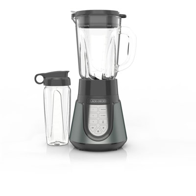 Black+decker Quiet Blender, 1000w, 6-cup Perfectpour Glass Jar, 24oz Personal Jar, 4 Smart Functions, 3 Speeds, P In Gray