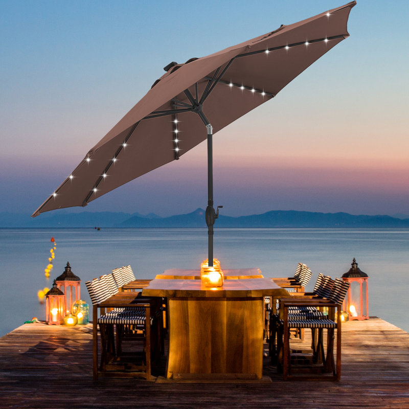 Parasol de plage éclairé 10 pi Joice, Café