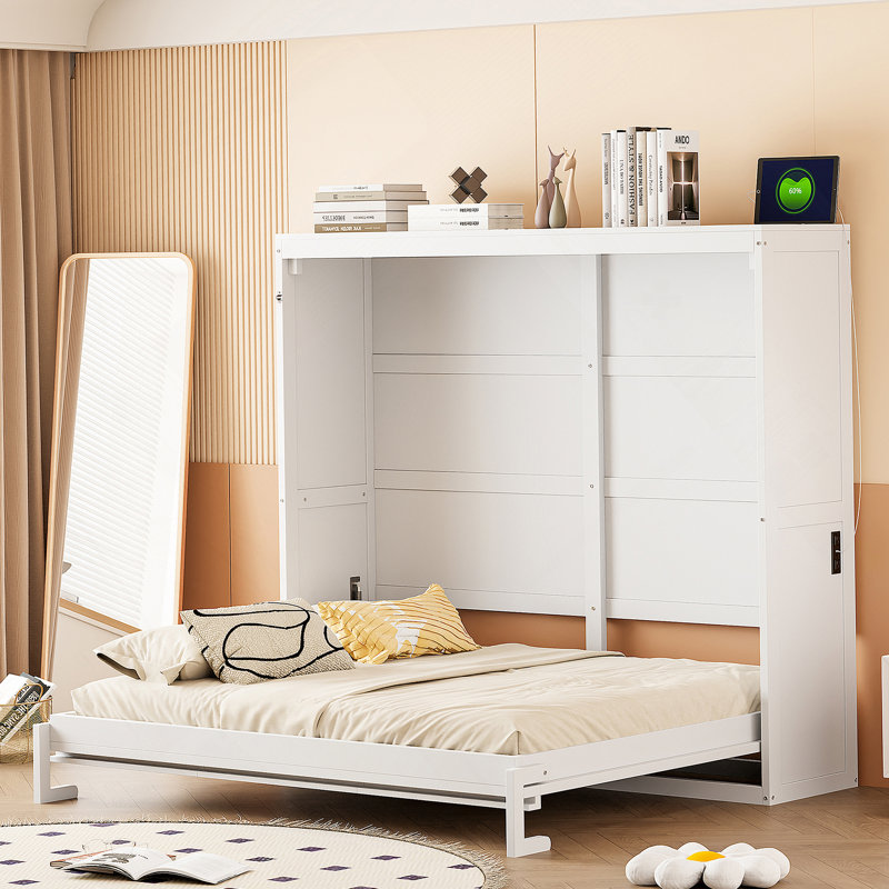 Modern Murphy Bed Wall Bed, Full, White