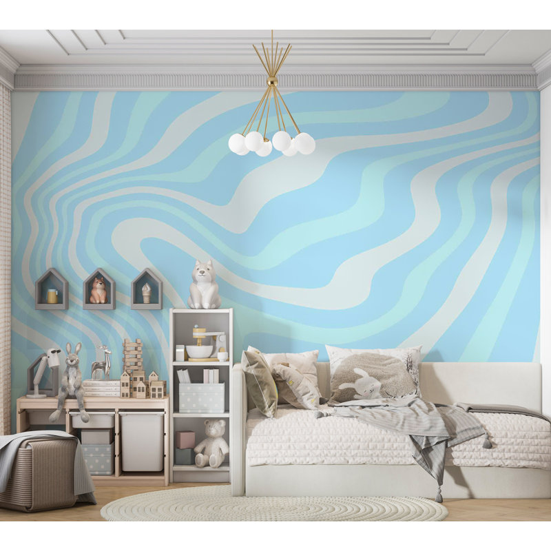 Peel & Stick Abstract Wall Mural - Harmonious Abstract Waves, 41" L x 57" W