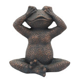 16" Polyresin Frog Sculpture, Metallic Blue and Copper, Decorative Frog Figurine