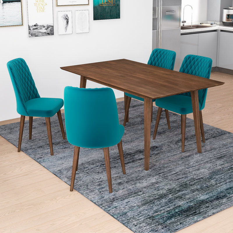 Ensemble de salle à manger en bois d'eucalyptus 4 personnes Kindelan