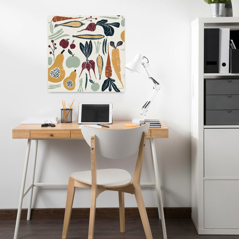 Motif de moisson contemporain avec des pommes et des pommes, H 18 po x l 18 po
