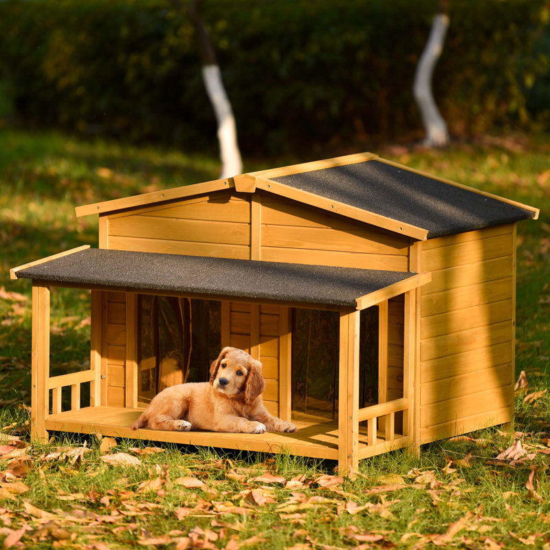 Grande niche pour chien en bois 47,2 "avec cage Go, Brun