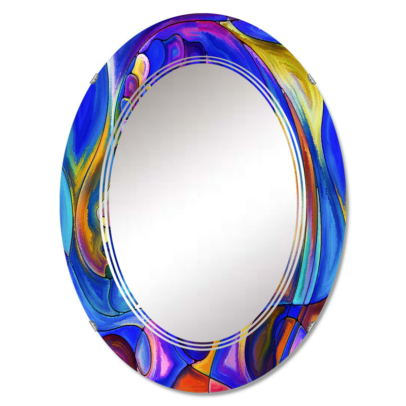 Série Life Geometrie Interplay Of profils humains - Miroir mural moderne ovale, 30 po x 20 po