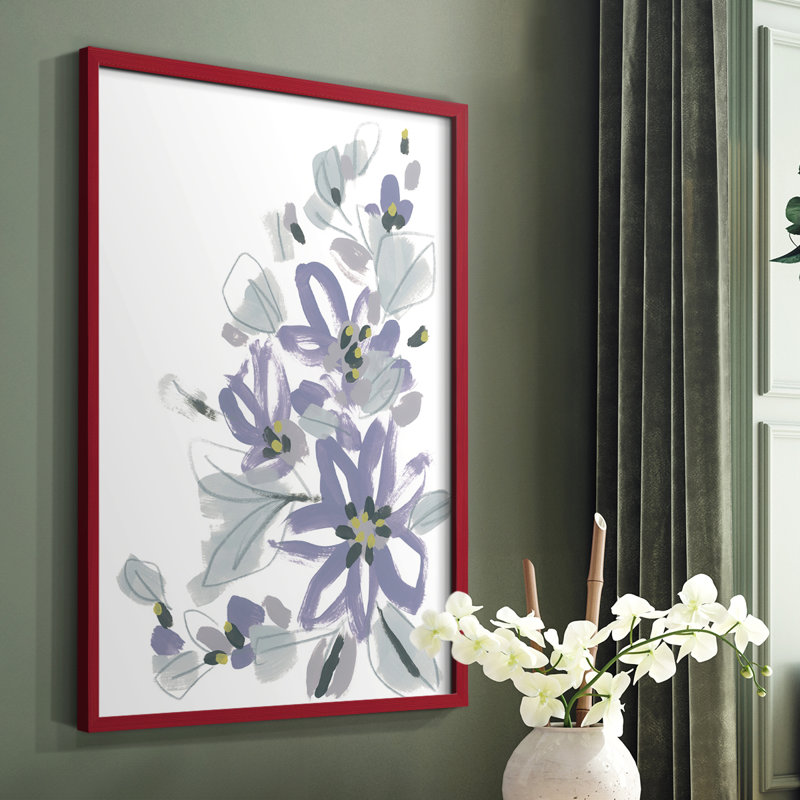 Periwinkle Patch IV, reproduction encadrée - bois massif, Cadre simple rouge, H 10 po x l 8 po