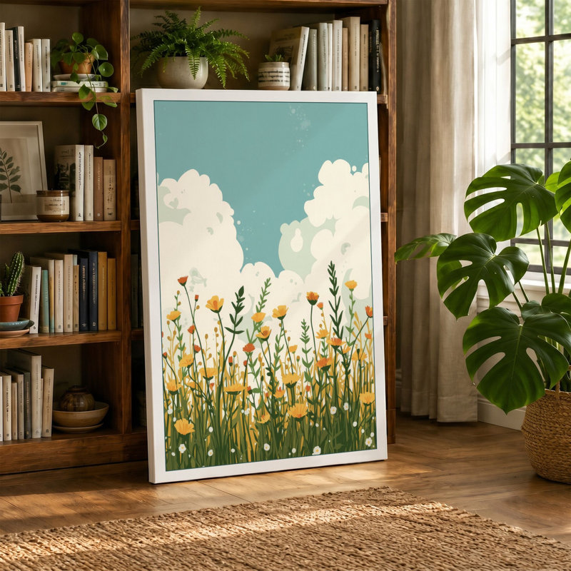 Summer Meadow Modern - Wrapped Canvas, 18x12 - 45.7 x 30.5 cm, Terracotta Border