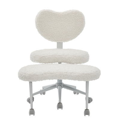 Artificial Rabbit Hair Meditation Chair Plus, Cross Legged Chair With Wheels, Adhd Chair, Criss Cross Desk Chair With Lumbar Support And Adjustable Stool, Flexible Design For Fidgety Sitters, Beige