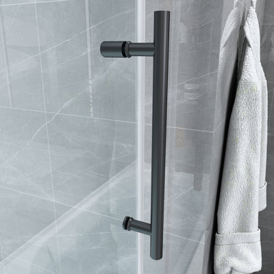 Finger-Pull Shower Door Handle - 6" Stainless Steel Round Tube, Back-To-Back Mount For 1/4" To 1/2" Thick Glass