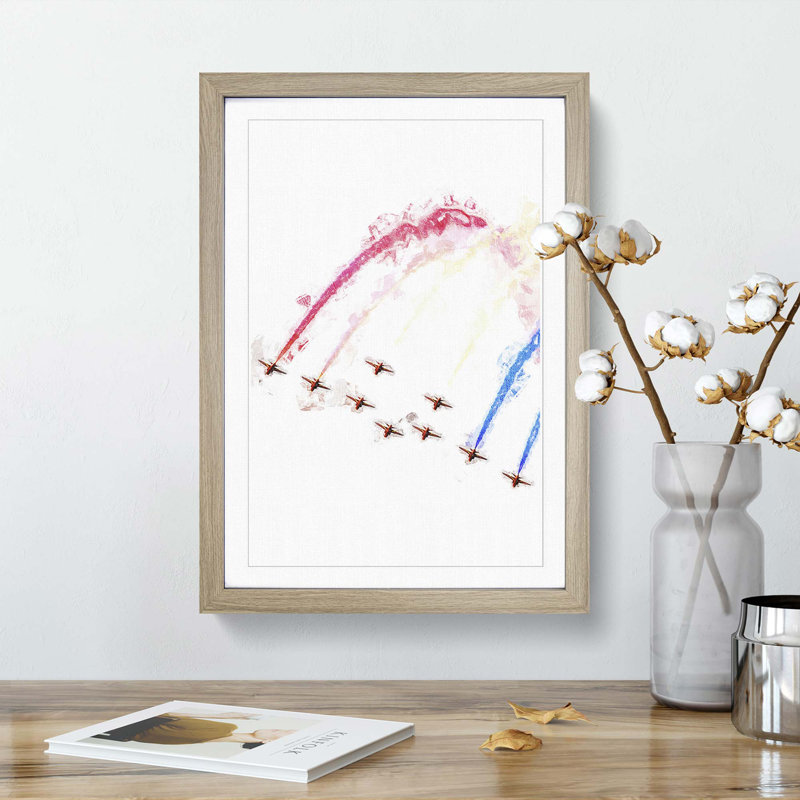 The Red Arrows - Picture Frame Painting Print, Oak Framed, 36cm H x 27cm W x 2cm D
