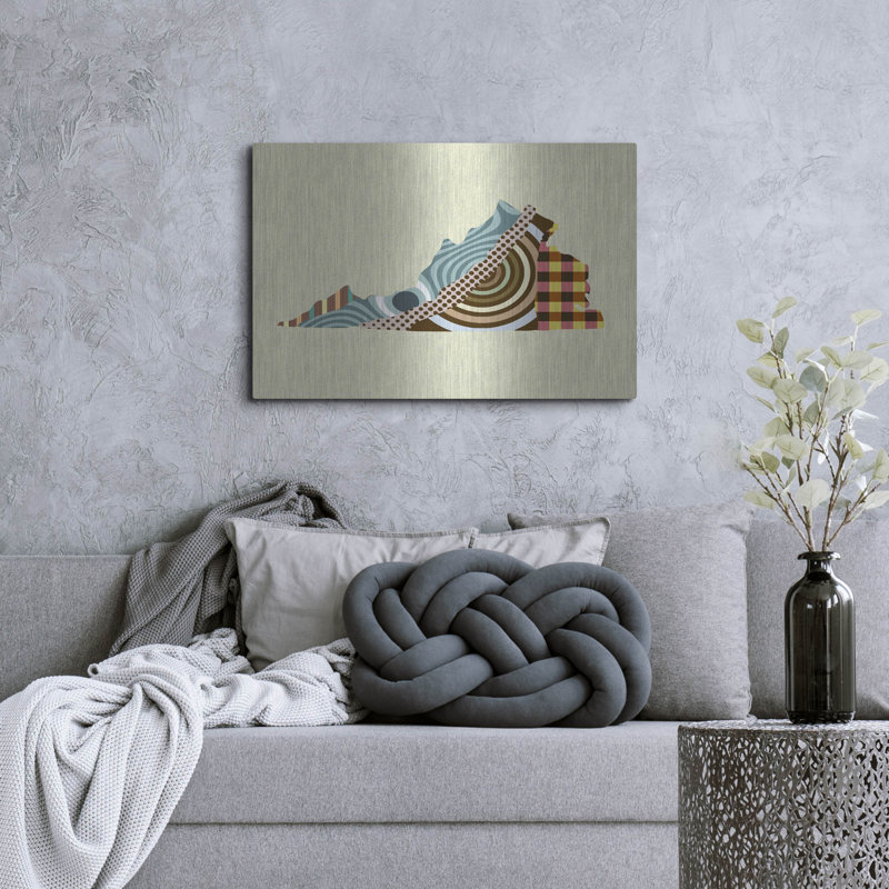 «Virginia State Map» par Lanre Adefioye, mur en métal, H 24 po x l 36 po