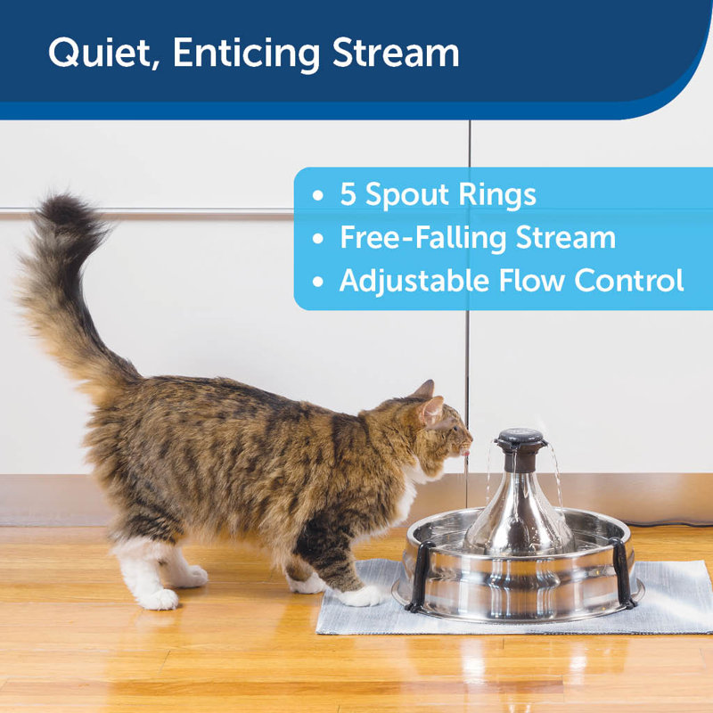 Stainless Steel Automatic Pet Water Fountain with Adjustable Flow