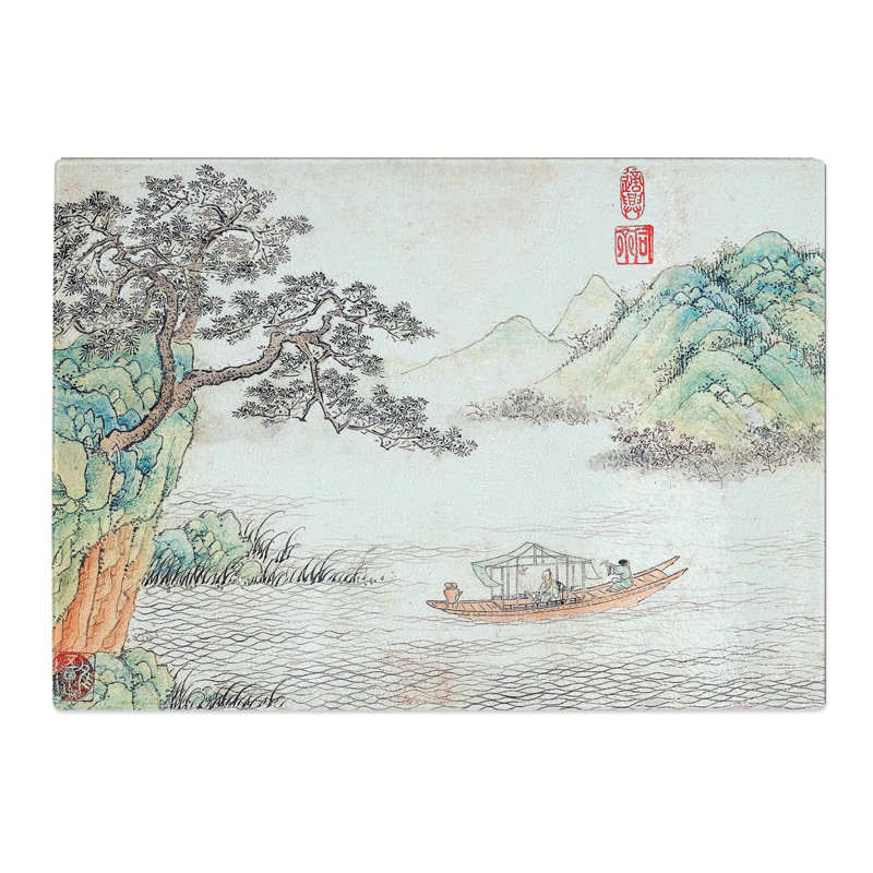 Tempered Glass Passing Boat by Shen Hengji Chopping Board, 39 cm x 28.5 cm
