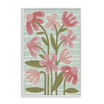 «Pink Whimsy Midcentury Flowers», estampe numérique, design par Martina Pavlova