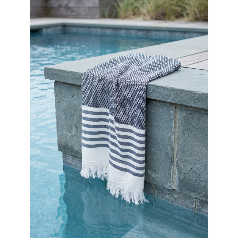 Serviette turque en coton bleu marine New England