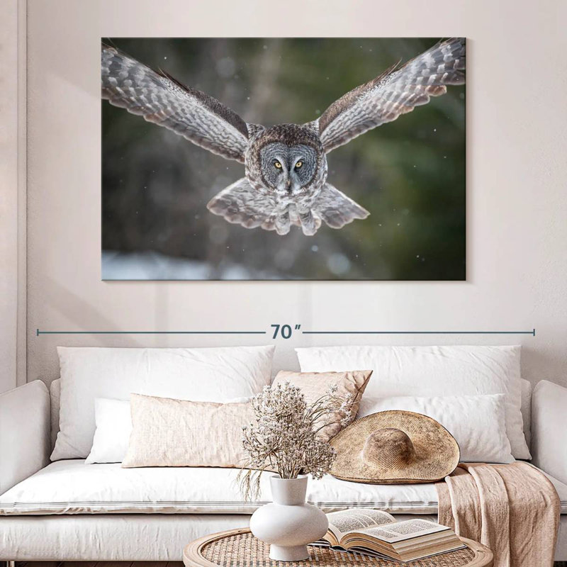 Brampt Flying Winter Owl, 34" H x 51" W