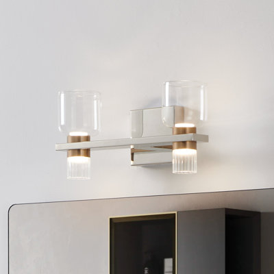 Éclairage pour salle de bain à 5 lumières en nickel poli et champagne 5 lumières Halt