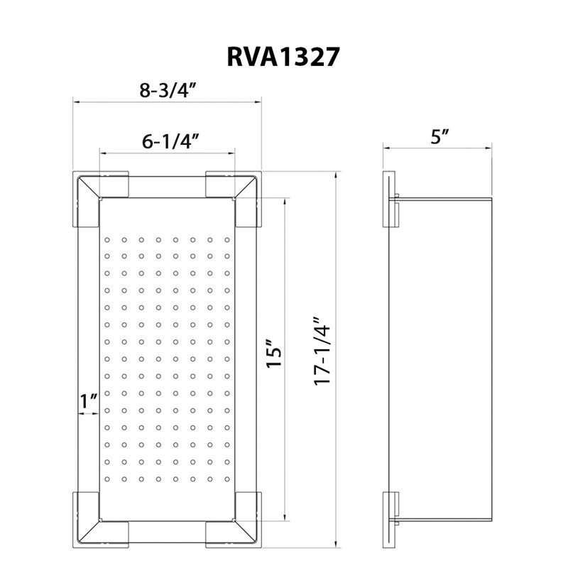 Passoire de rechange pour évier de poste de travail Ruvati - Acier inoxydable 17 po avec coins en plastique