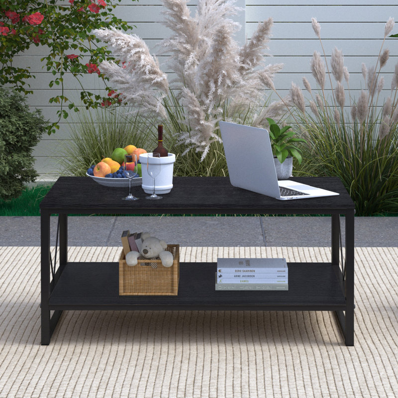 Table basse rectangulaire Vividwood, Noir, Noir