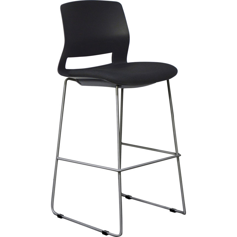 Arctic Upholstered Counter Stool with Metal Frame, Black, Black