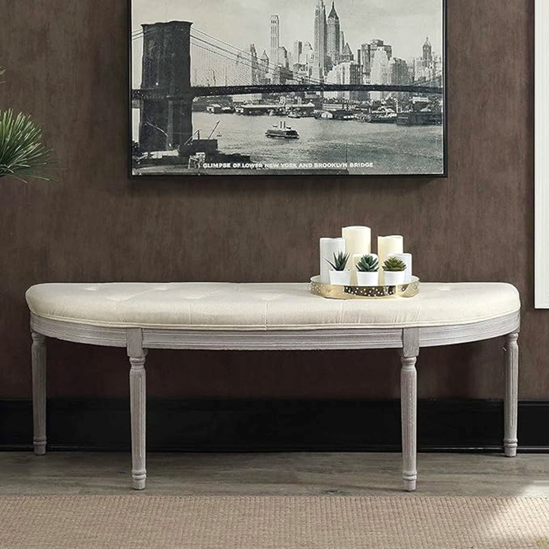 Banc rembourré capitonné beige clair Coastal