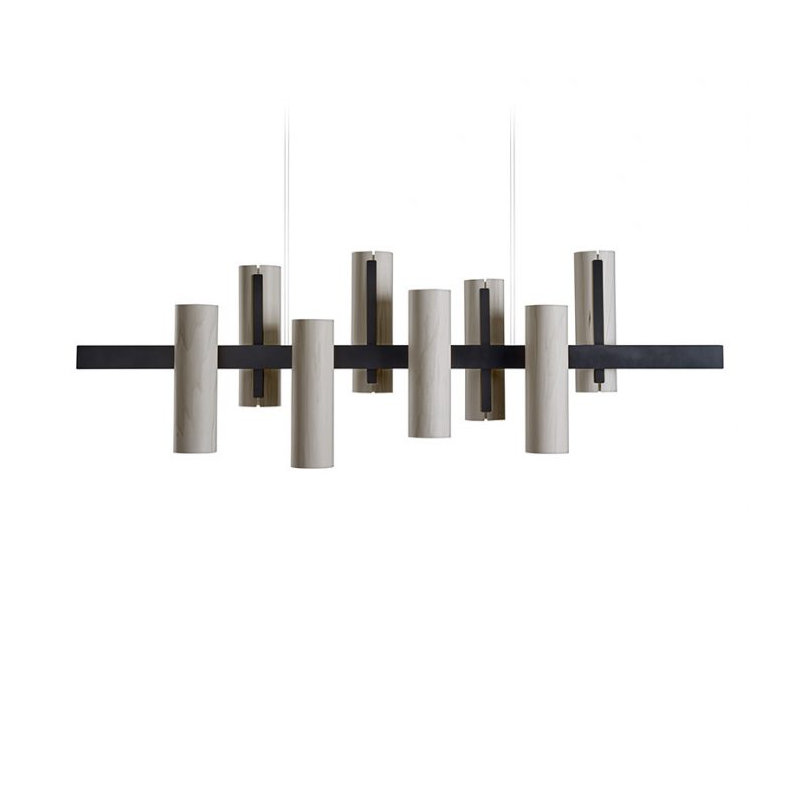 Black Note 8 - Light LED Pendant, Matte Black, Natural Cherry, 2700K Bulb Temperature