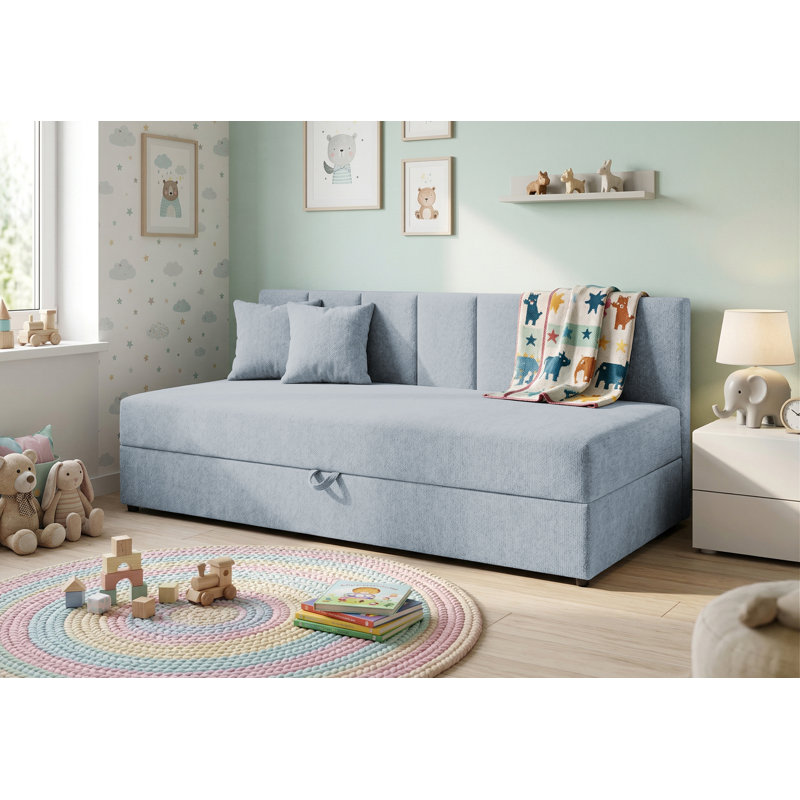Lenny Upholstered Polyester Daybed, Light Blue