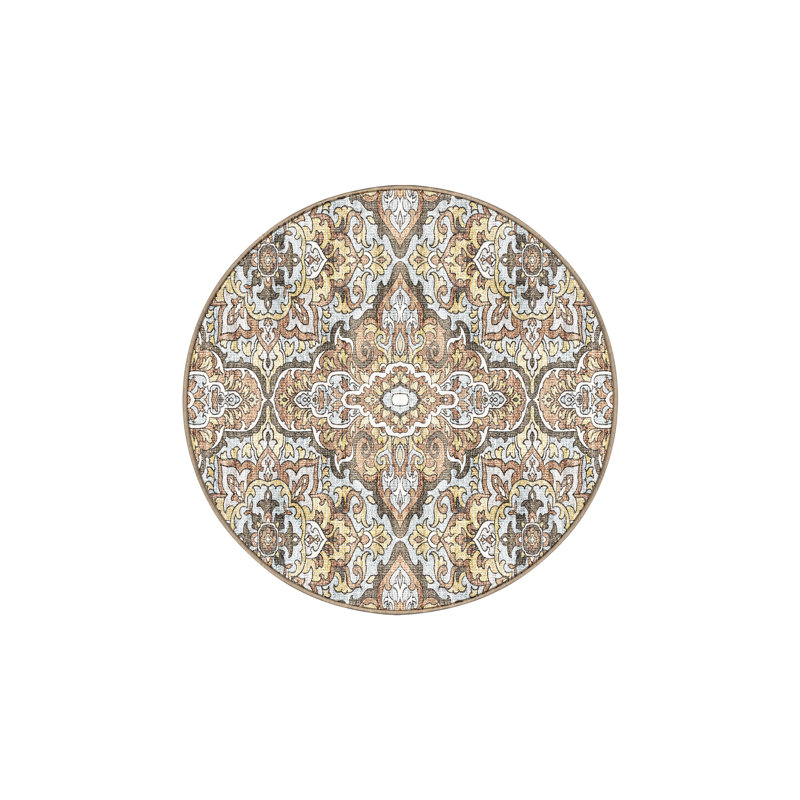 Flemmie Hand Loomed Washable Oriental Indoor Rug, Round 4'