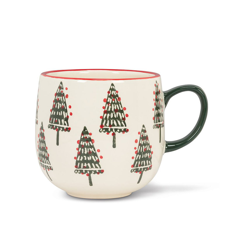 Tasse ivoire avec arbres de Noël