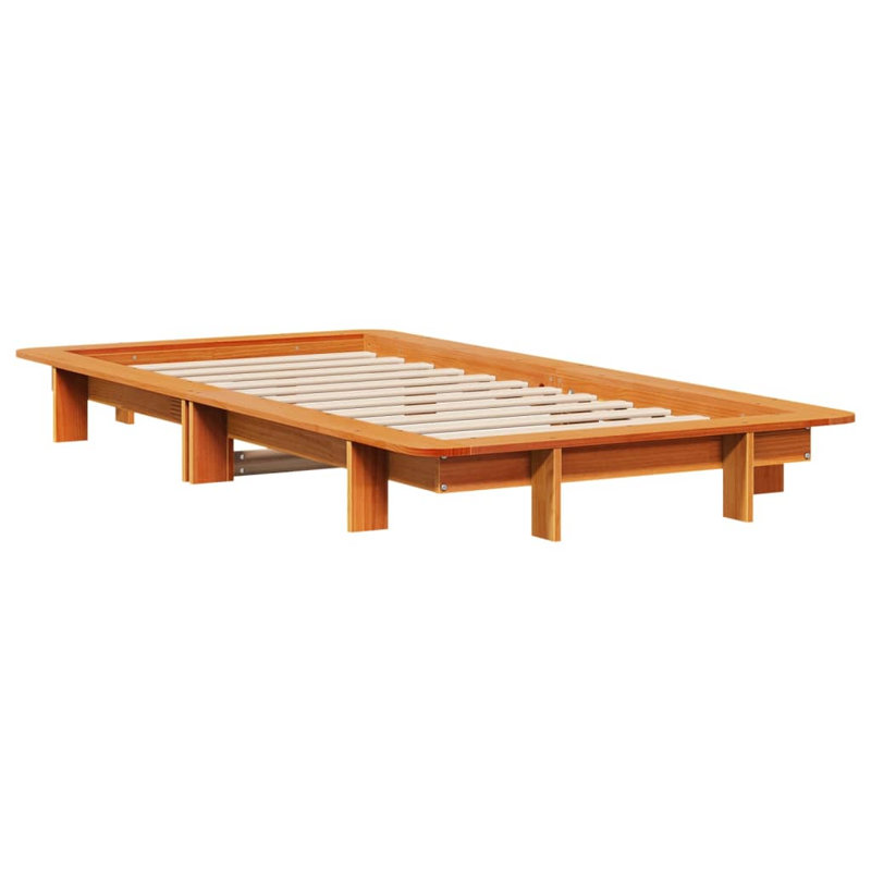 Bed Frame Without Mattress Solid Wood Pine, European Kingsize (160 x 200 cm), Wax Brown