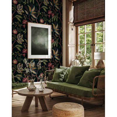 Papier peint adhésif Red Barrel Studio® Ebony Forest Flourish