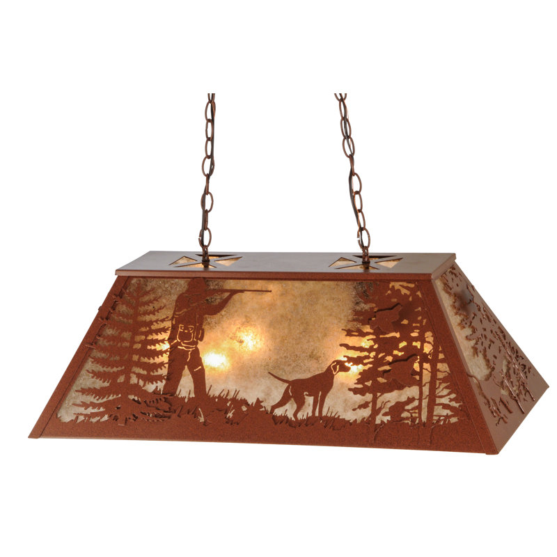 Rustic Lodge 6 - Light Pendant, 12" H x 33" W x 17" D, Rust, Rust