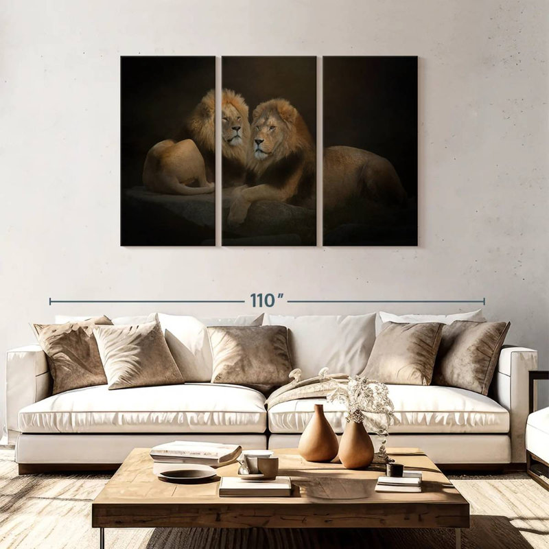 Twin Lions, 48" H x 74" W