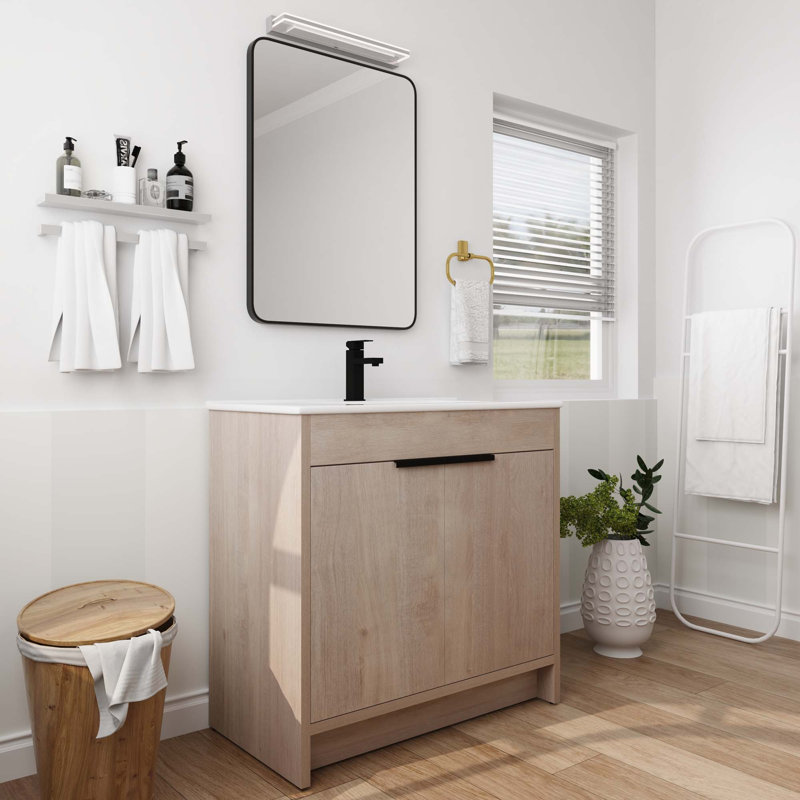 Meuble-lavabo autoportant avec lavabo en céramique