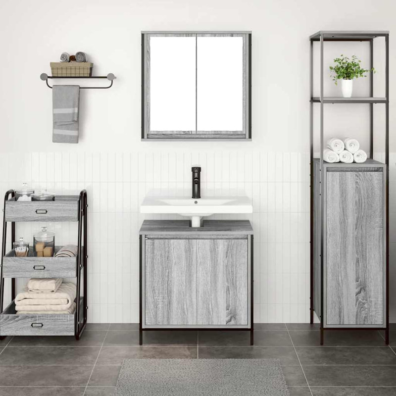 Vanity & Mirror Set, Black
