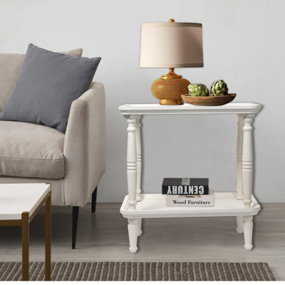 Petite table de bout rustique en bois naturel à 2 niveaux Rustic