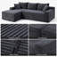 Canapé d'angle modulaire en L de 244 cm (96 po) sans dossier, avec méridienne à droite et revêtement noir. Aucun assemblage requis. Canapé en mousse à mémoire de forme Cloud, siège profond et confortable.